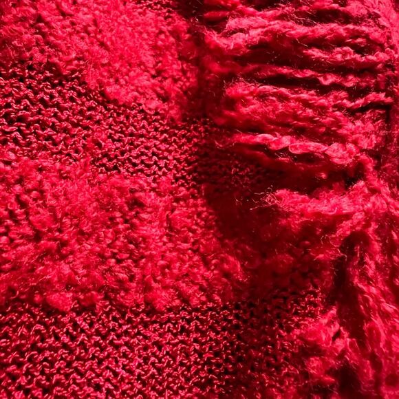 Chico's Red Sleeveless Cardigan Sweater Vest Fringe Fray Trim Open Front sz 2/M - Picture 4 of 6